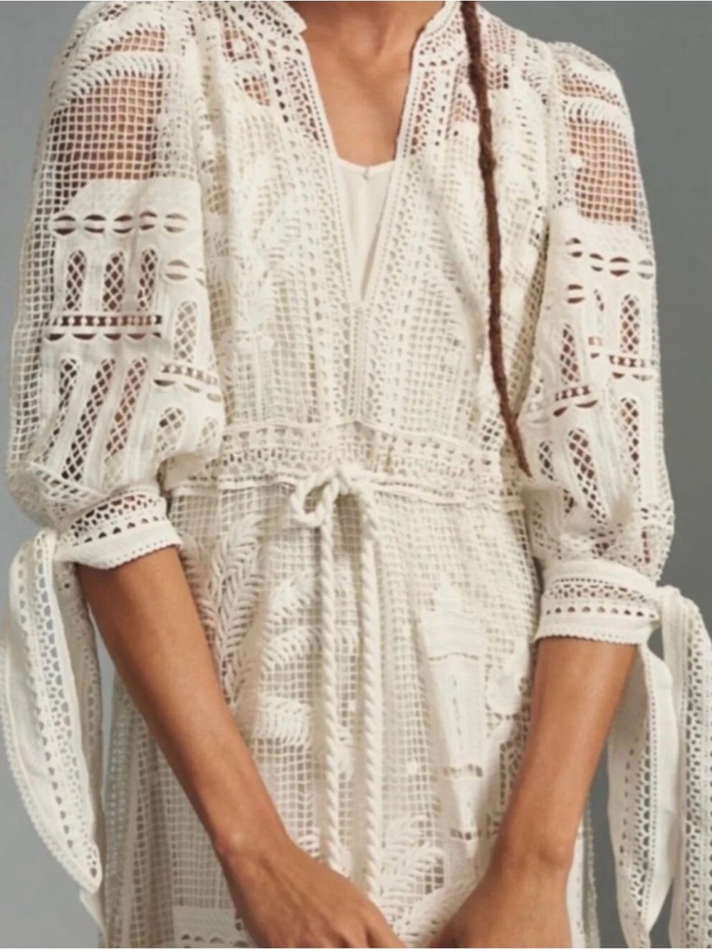 FARM Rio Morada Boa Cream Lace Tie-Waist Maxi Dress - Picture 3 of 4